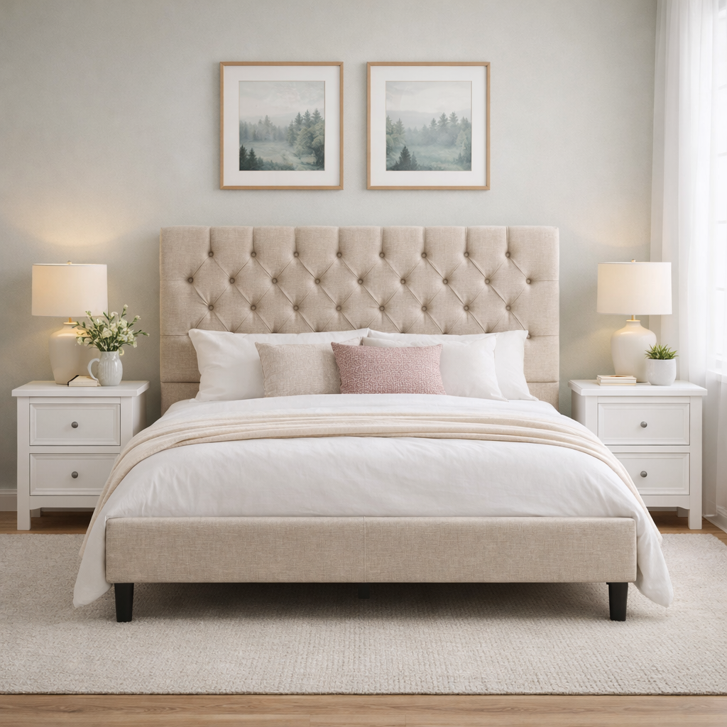 Essentials Tufted Bed Frame with USB