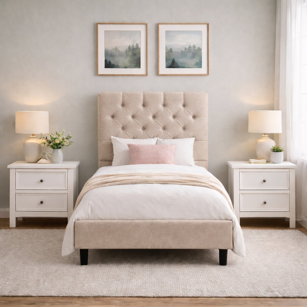 Essentials Tufted Bed Frame with USB