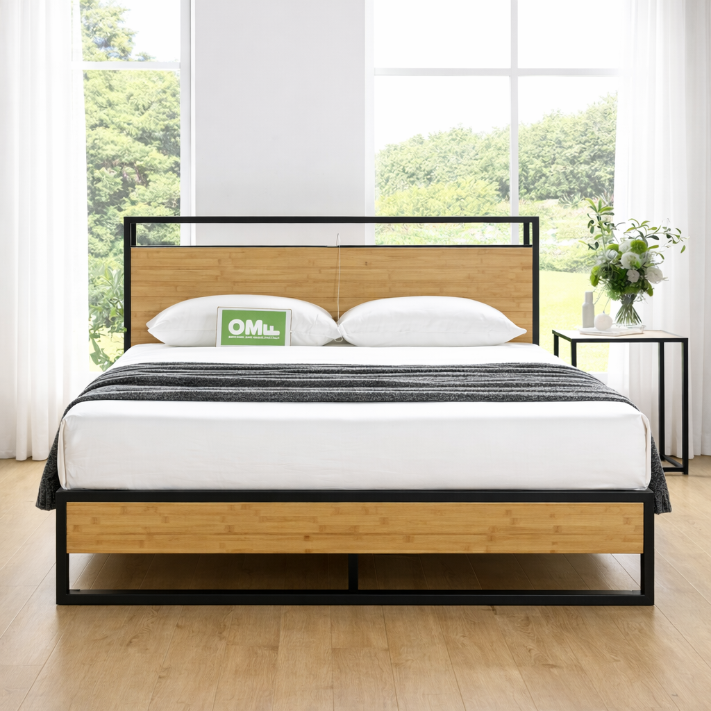 Ironline Bamboo Bed Frame with USB