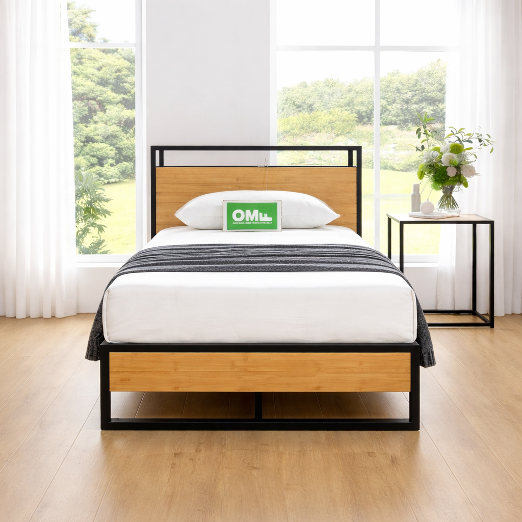 Ironline Bamboo Bed Frame with USB